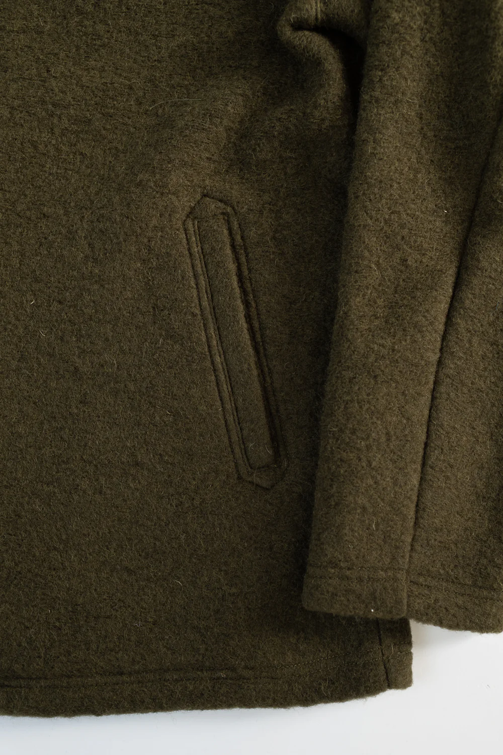 Wool Collarless Jacket - 20 Khaki - Image 3