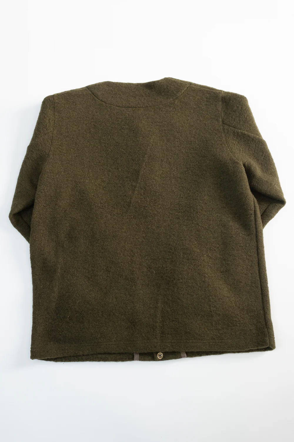 Wool Collarless Jacket - 20 Khaki - Image 4
