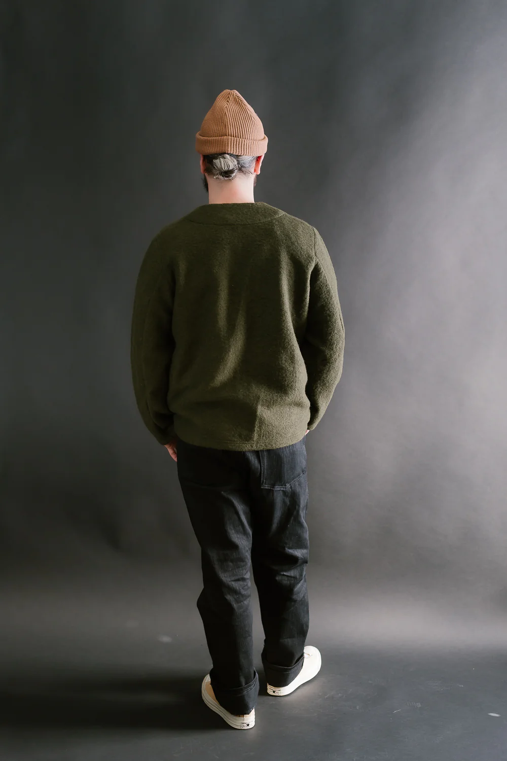 Wool Collarless Jacket - 20 Khaki - Image 8