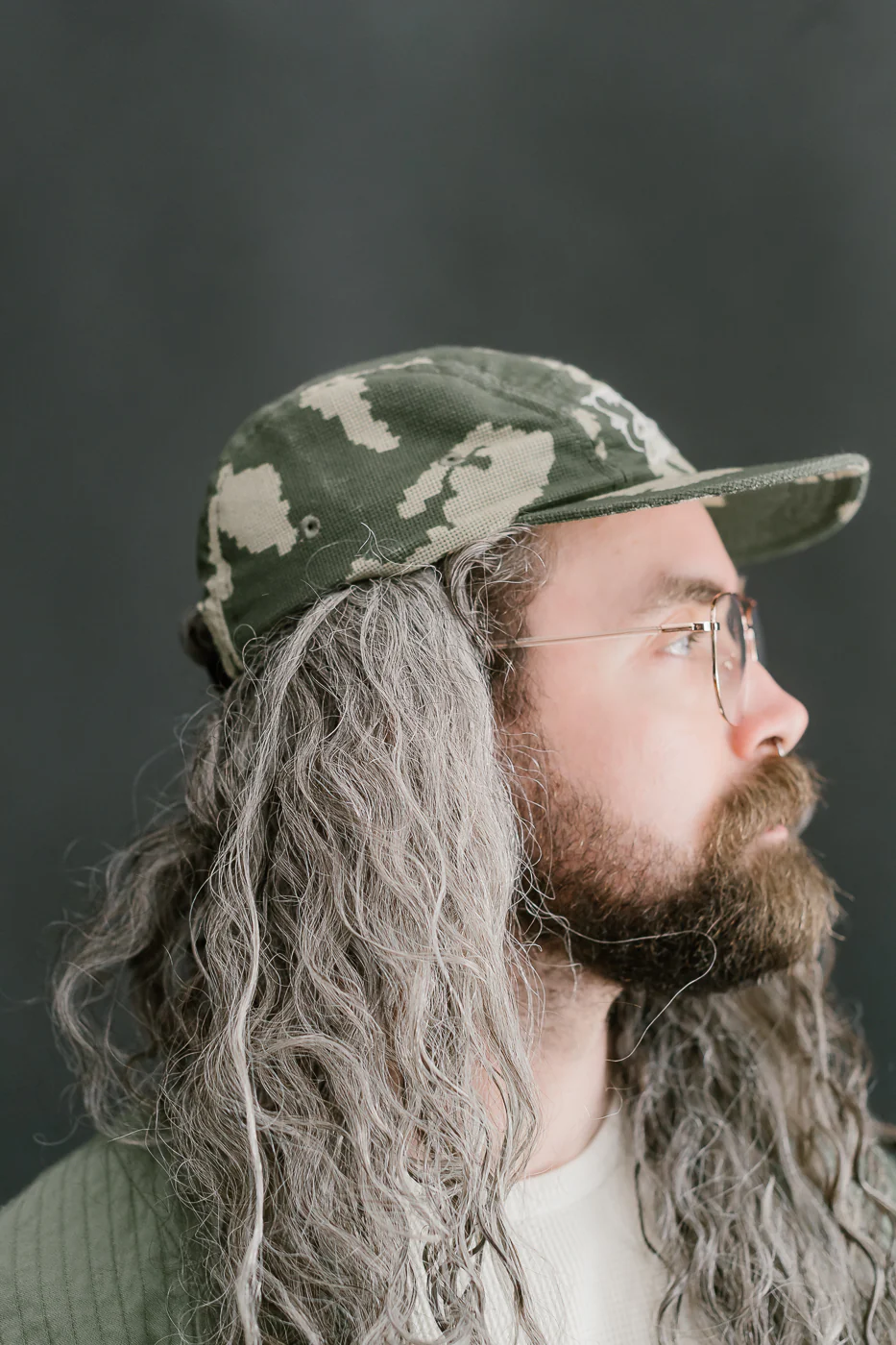 X-003-CCM-659 - 5-Panel Cap Cloud Camo Mesh - Green, Off-White - Image 11