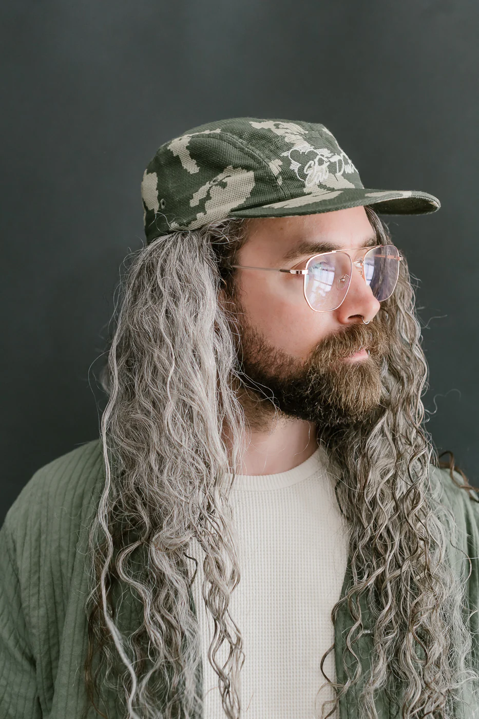 X-003-CCM-659 - 5-Panel Cap Cloud Camo Mesh - Green, Off-White - Image 9
