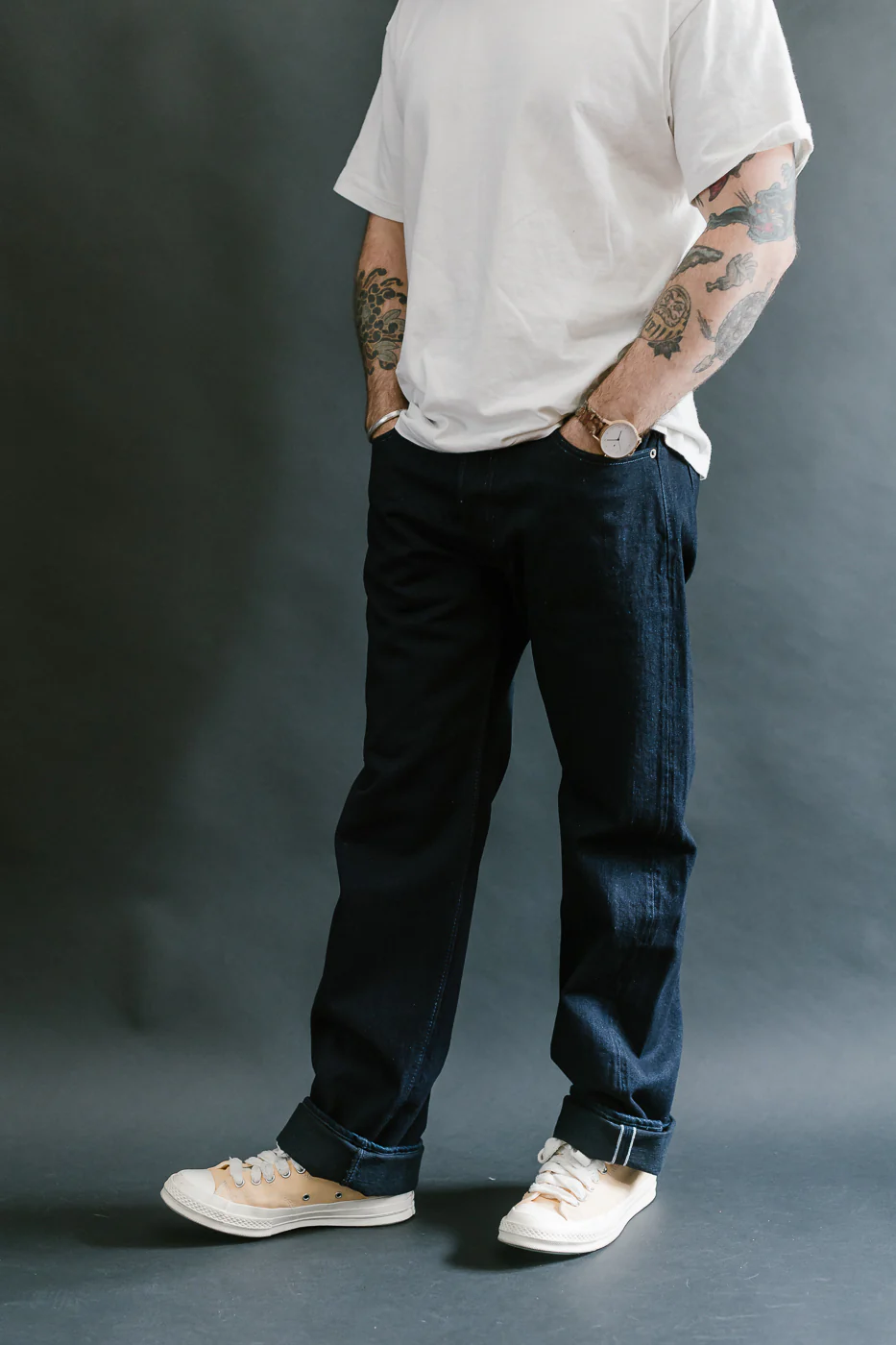 XX-003-IDBK - 14oz Indigo x Black Selvedge Jeans - Regular Straight - Image 13