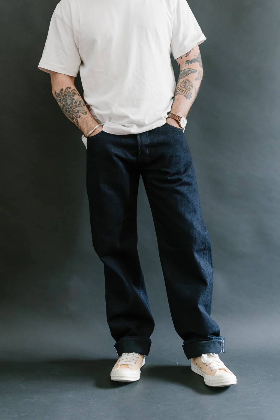 XX-003-IDBK - 14oz Indigo x Black Selvedge Jeans - Regular Straight - Image 14