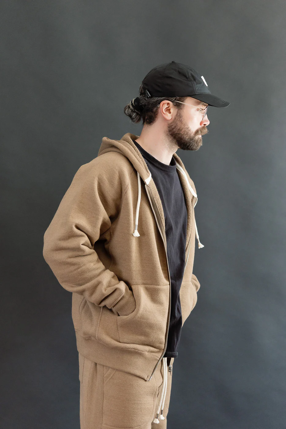 Zip Hoodie - Iron Mordant Double Heavyweight French Terry Foxfibre® - Coyote 80 - Image 12