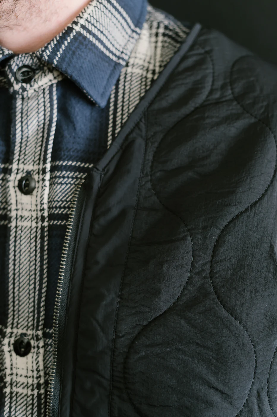 Zip Liner Jacket Quilted Nylon, Sherpa - Black - Image 16